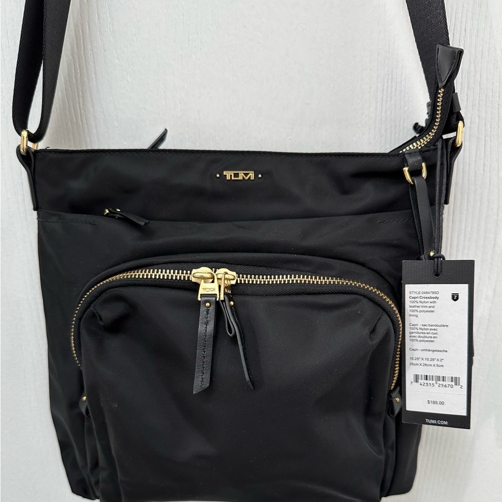 New TUMI Black and Gold Crossbody Bag - Picture 2 of 9